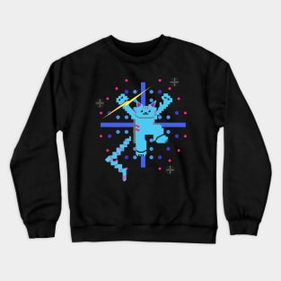 Cat Lightning Retro Gaming Beast Blue Crewneck Sweatshirt